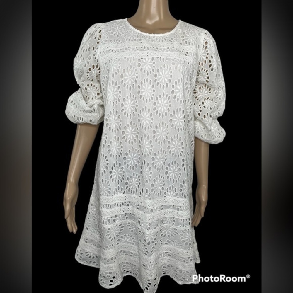 Sail to Sable STS pure cotton eyelet white dress romantic marine core